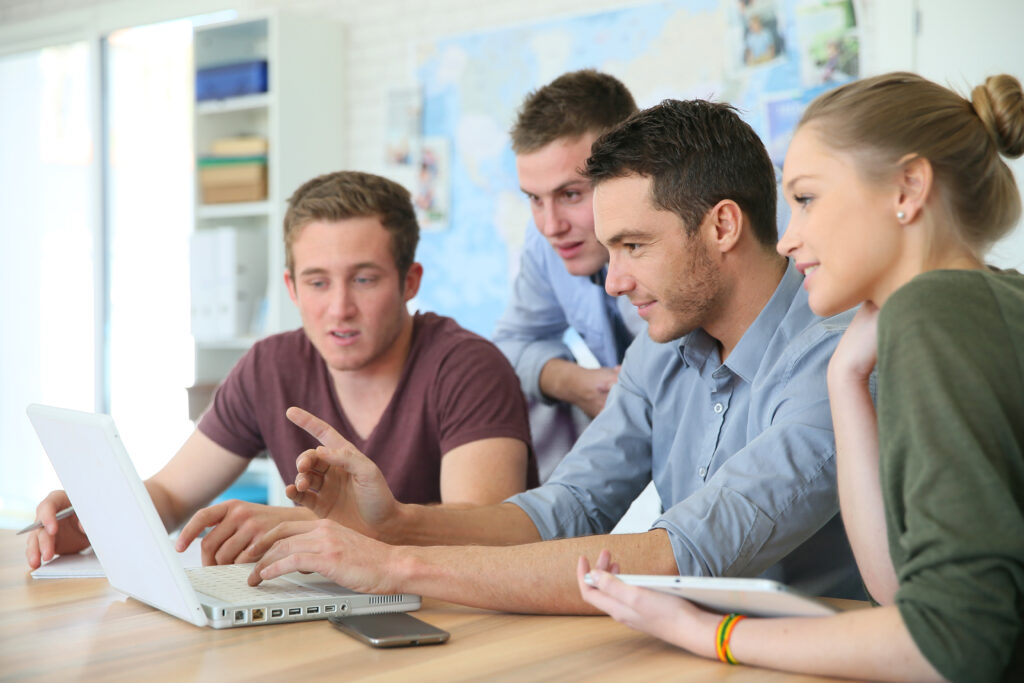 Group of young people in business training